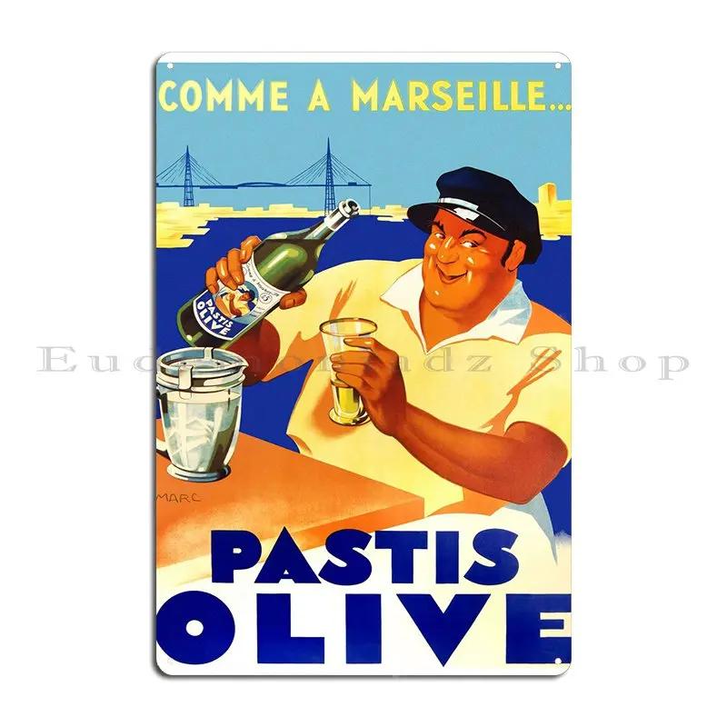 Pastis Olive Metal Sign Cinema Vintage Printing Living Room Retro Tin Sign Poster