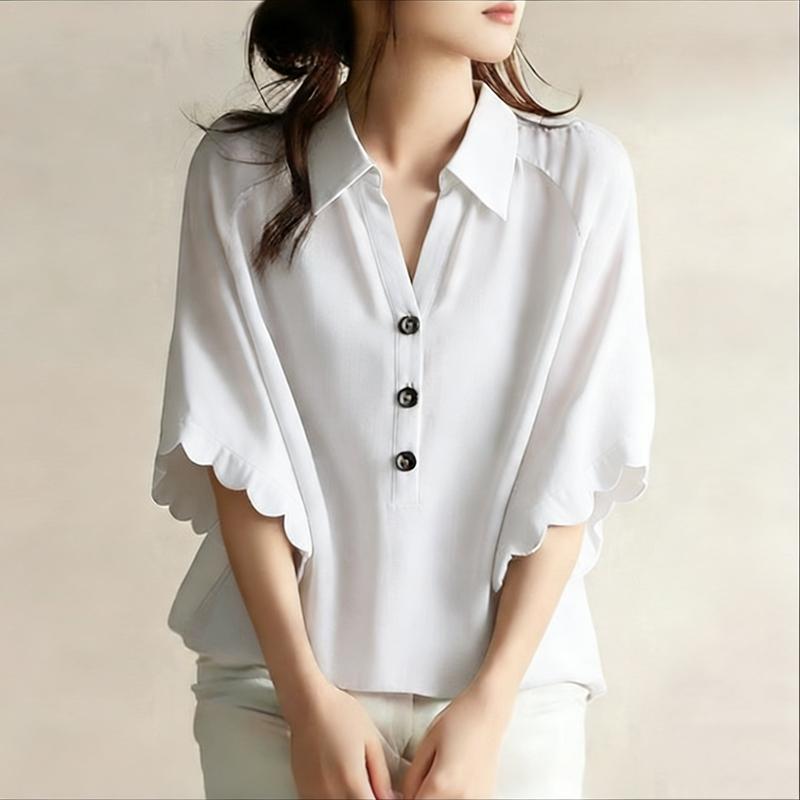 ZANZEA Women Classic Collar Loose Casual Half Sleeve Blouse