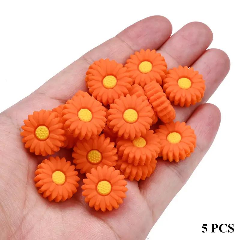 5/15PCS Multi-color Daisy Silicone Beads, 20mm, Suitable for DIY Pen Bead Bracelets, Necklaces, Keychain Accessories, Etc