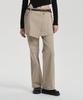 Jenyujeu Layered Skirt Bootcut Pants - Beige