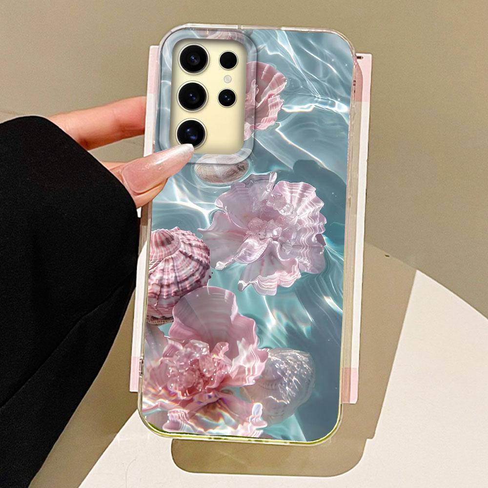 Sommer Ozean Perle Muschel Wasser Textur Mädchen Handyhülle für Samsung Galaxy S25 Edge S24 S23 S22 S21 FE Plus Ultra Schale Hülle