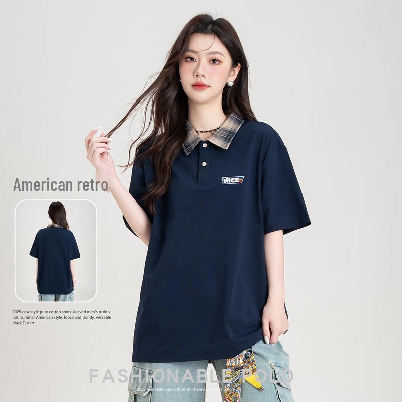 Baleno Men s Loose Fit Plaid Patchwork Polo Shirt XL