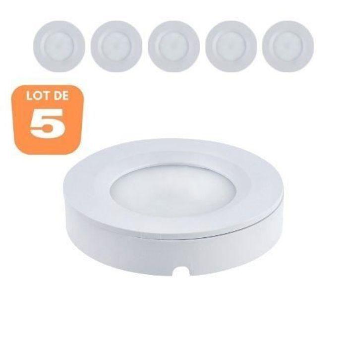 Lot de 5 spots LED Luna 3W rond saillies