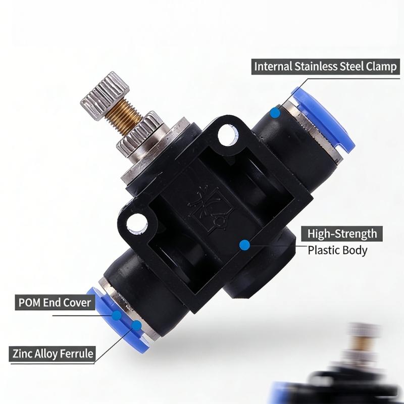 High Pressures Air Tube Fitting With Secure Sealing Pneumatic Airflows Regulator for Factory and Workshop Use
