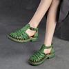 Fashion GKTINOO 2025 Summer New Hollow-out Breathable Weaving Sandals Retro Roman Style Genuine Leather Women's Shoes