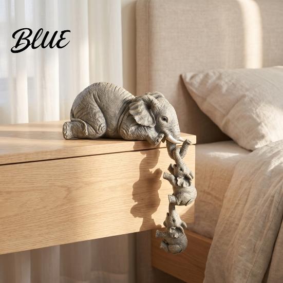 Decorative Statues for Table Edge Elephant Shelf Sitter Mother Hanging 2 Baby Elephants on The Creative Gift Family And Friends Edge Hand-Painted