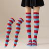 Damen Overknee Socken mit Kreuzstreifen für Halloween, Weihnachten, Karneval, Tanz und Japanische Festivals