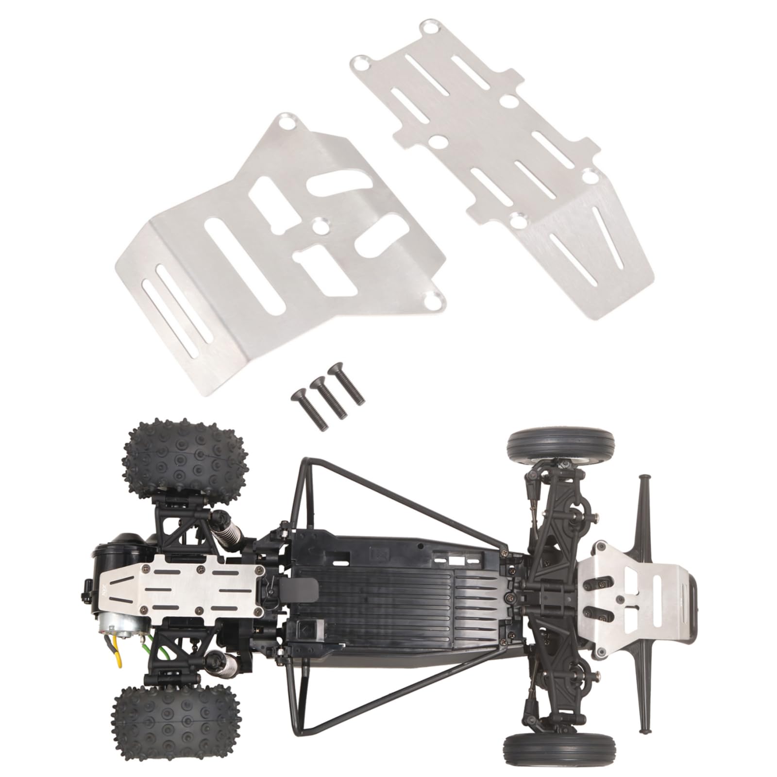 

XBERSTAR RC Chassis Armor for Tamiya 1/10 Hornet EVO RC, Front and Rear Chassis Guards, Stainless Steel Skid Plates