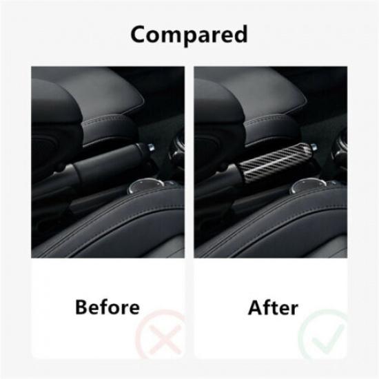 Luxury Carbon Fiber Car Handbrake Grip Cover Trim For Mini F55 F56 2013- LB