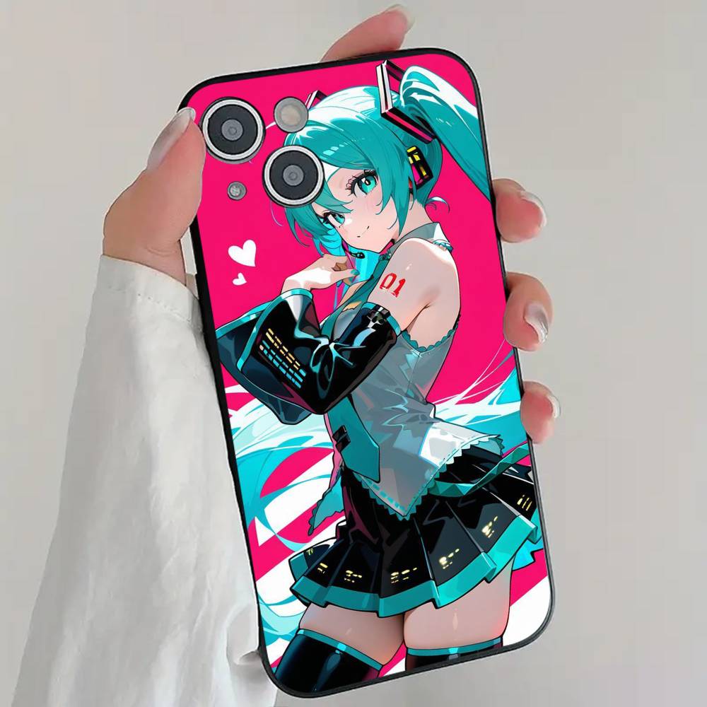 Virtual Singer H-Hatsune M-Miku Phone Case Cool Black Silicone Soft For IPhone 16 15 14 13 12 11 X XR Plus Pro Max Plus