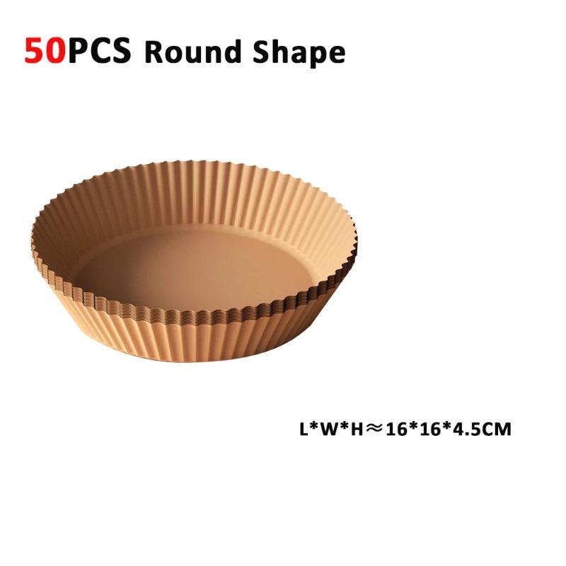 Air Fryer Paper Disposable Airfrying Baking Paper Round Square Air Fryer Liners Non-Stick Air Fryer Disposable Paper 50/100/200pcs