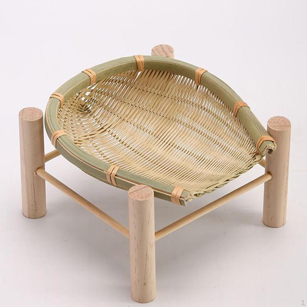 Bambuskorb Tablett Brot Handgeflochten Abnehmbar Servieren Obst für Snacks Frühstück