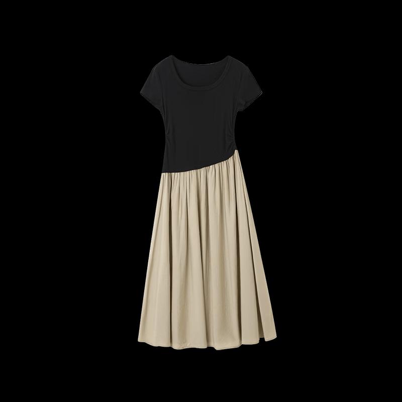 Women's Summer A-line Color Block Midi Dress