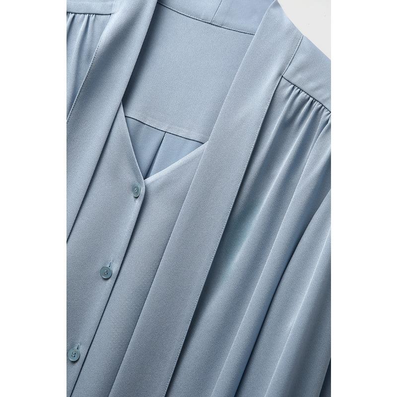 Acetátový satén Francouzská stuha Mašle Košile s dlouhým rukávem Dámská Podzim Prvotřídní Vkus Elegantní Blůza