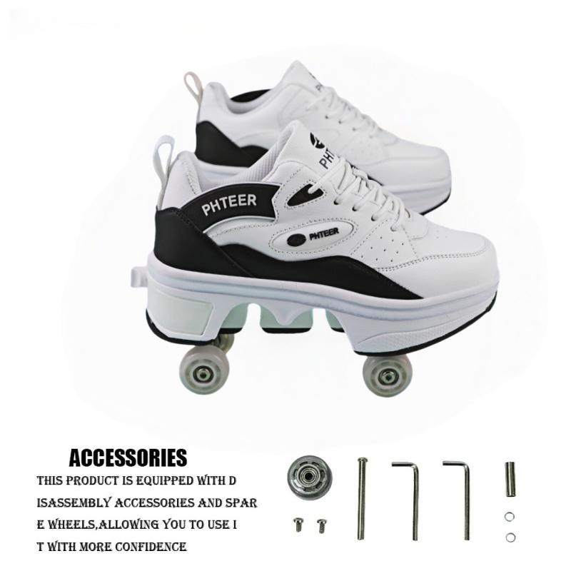 Deformationsschuhe 4-Rad-Skate-Sneaker Rollschuhe für Erwachsene und Kinder Sportschuhe für Damen Herren und Jugendliche