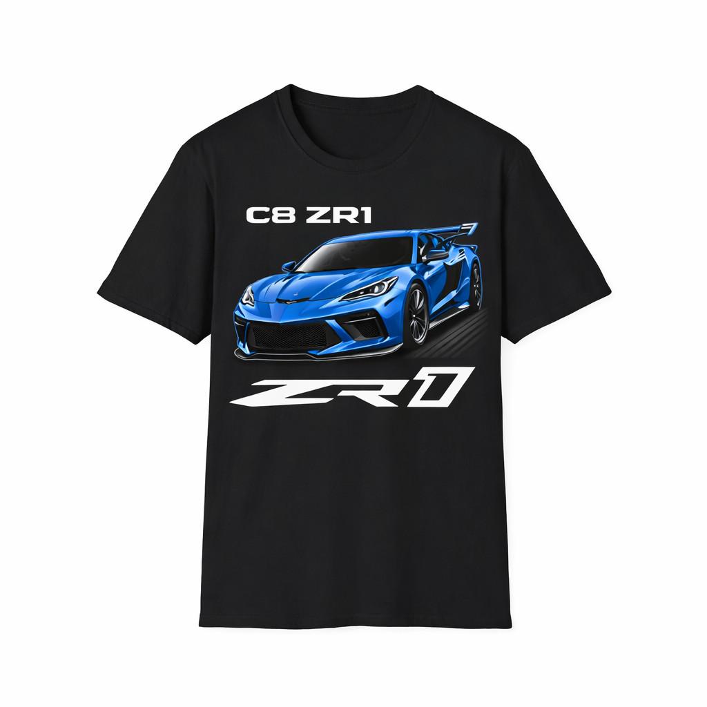 C8 ZR1 Rapid Blue Line Art Supercar Graphic Unisex T-shirt