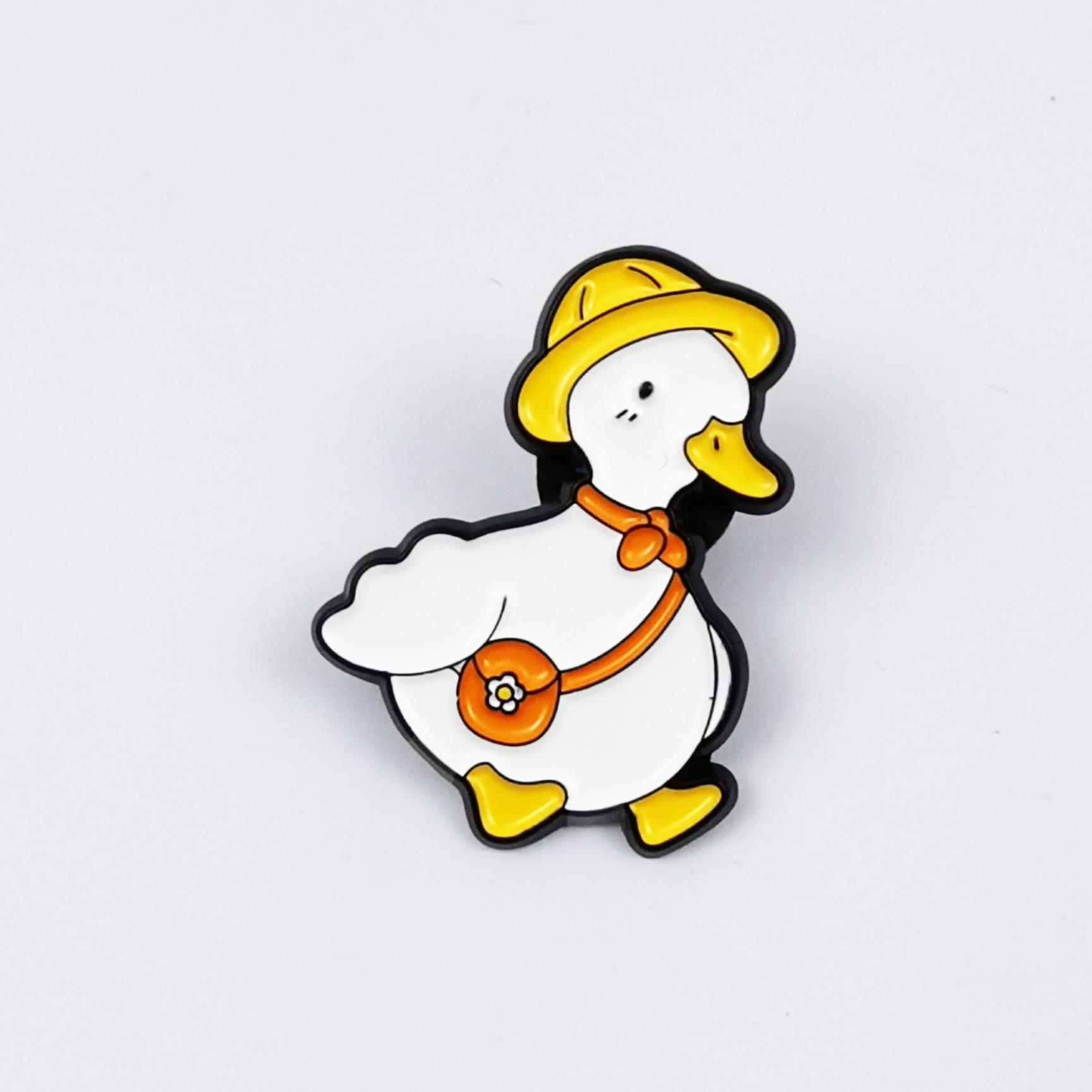 Cartoon Duck Brooch: Cute Bicycle & Swimming Design for Backpack Decoration