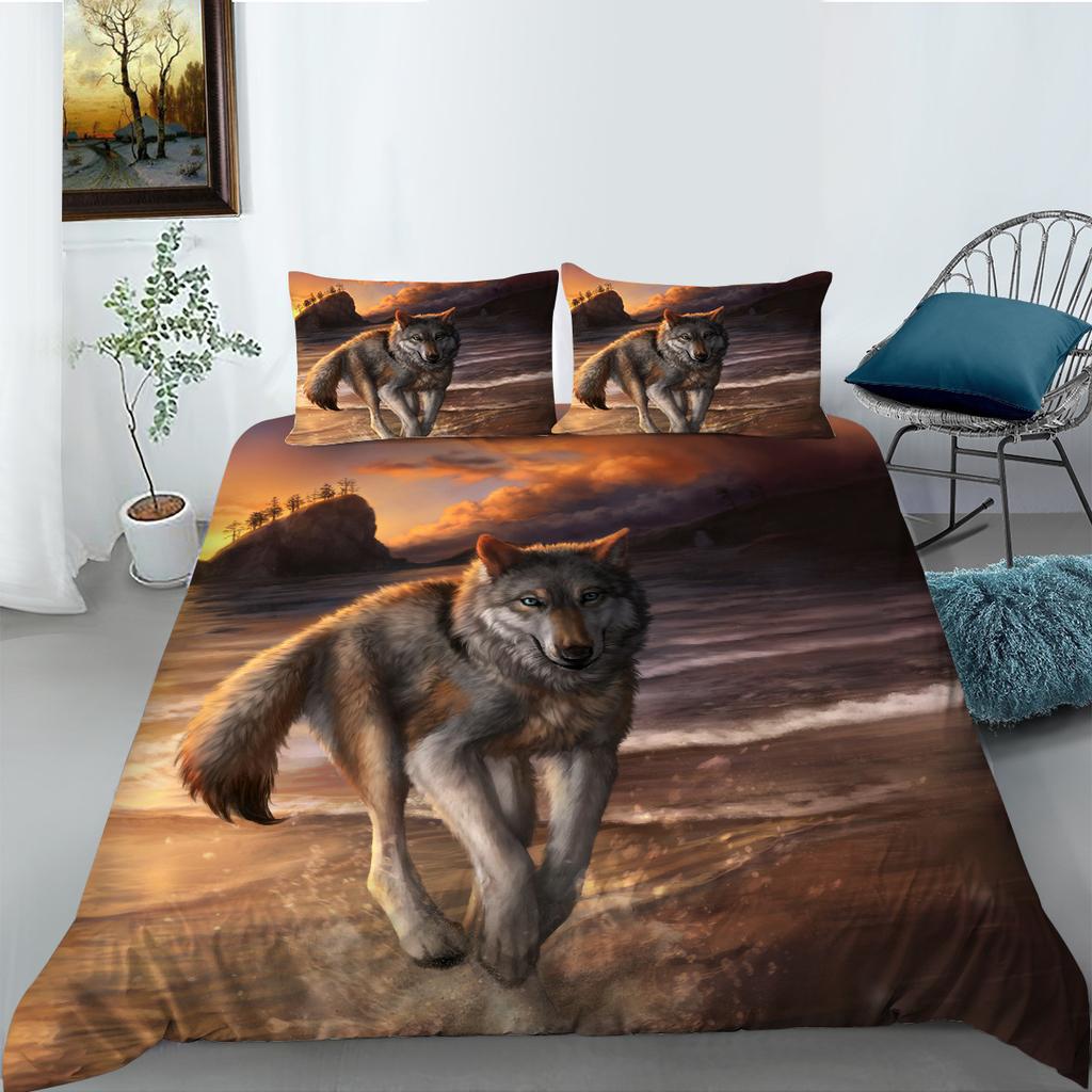 Polyester Bedding Two Or Three-Piece Digital Printing Wolf Series Can Be