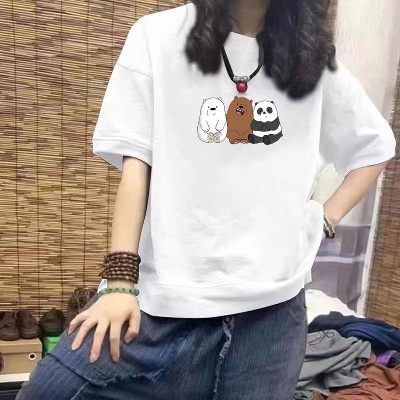 

Women s 100% Cotton Casual Print Top - Short Sleeve, Loose Fit, Plus Size, Trendy Design XL (recommended for 120-140 jin) белый