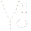 4PC Women's Fashion Imitation Pearl Necklace Earrings Bracelet Zircon Set Suitable for Wedding, Party, Festival Gifts