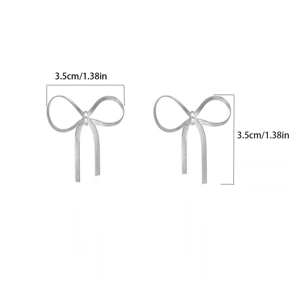 Elegant 18K Gold Stainless Steel Long Bow Tassel Drop Earrings for Women