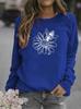 Sunflower Print Round Neck Women's Hoodie