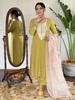 Indian Designer Slub Kurta Pant Dupatta Set Women Bollywood Top Tunic Kurti Salwar Kameez