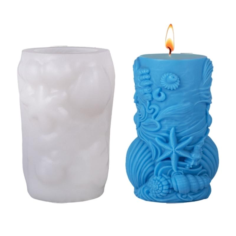 

Sea Creature Theme Silicone Molds for Handmade Candle Soap Chocolate Embossed Cylinder Silicone Candle Molds Baking Tool