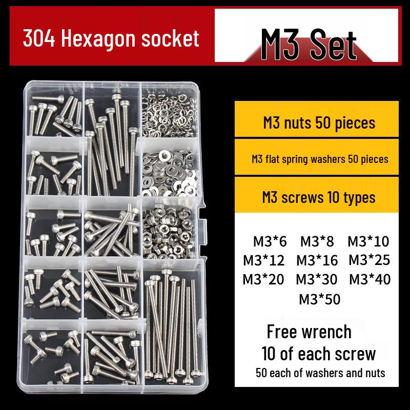304 Stainless Steel Hex Socket Head Cap Screws, M2-M10, Extended Length