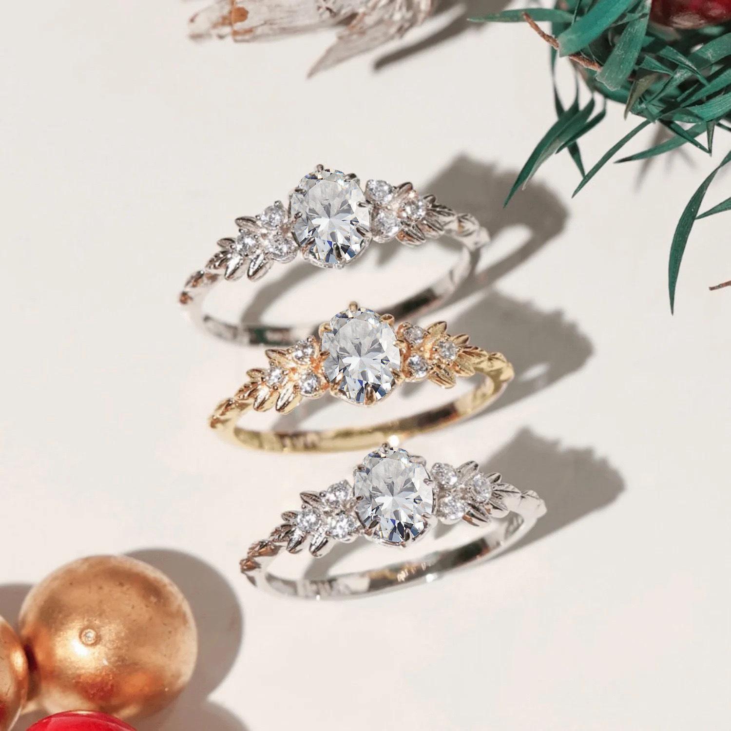 S925 Sterling Silver Wheat Ear Zircon Ring - Elegant European & American Style for Women Size 9 золотой