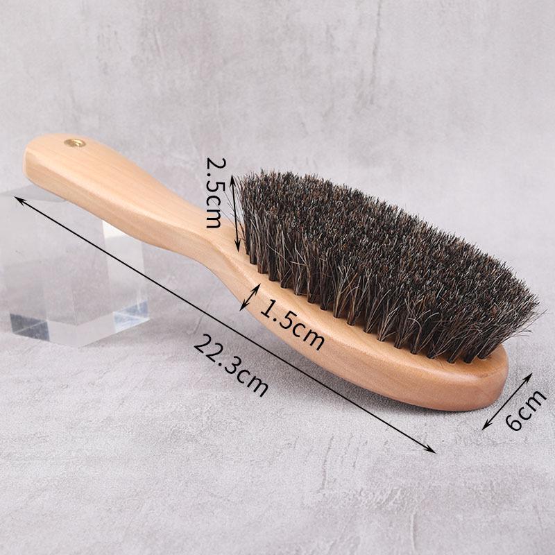 Horsehair Clothes & Shoe Brush with Solid Wood Handle for Dust Removal