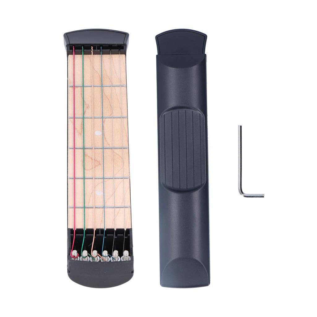 Lomme-gitarøvelsesverktøy 6 Fargerike Strenger Gripebrett Bærbar Nybegynner Akkordtrener 6 Bånd