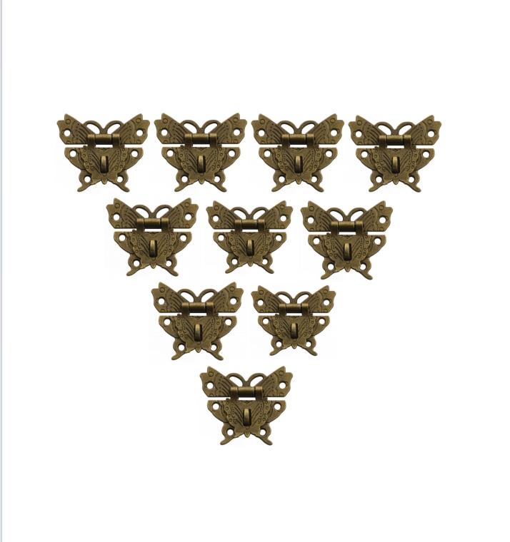 10PC Antique Alloy Butterfly Buckle Hasp Hasp Wooden Wine Box With Lock Buckle Padlock Hardware,Home Improvement,50*53mm