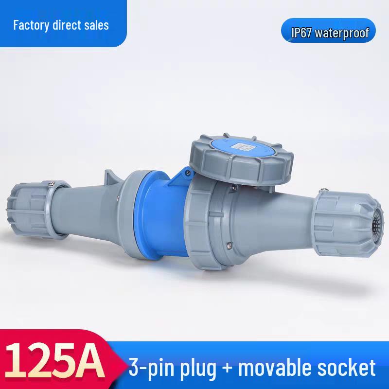 63A/125A Waterproof Aviation Plug Socket: 3-Pin, 4-Wire, 5-Hole, 3-Phase Connector