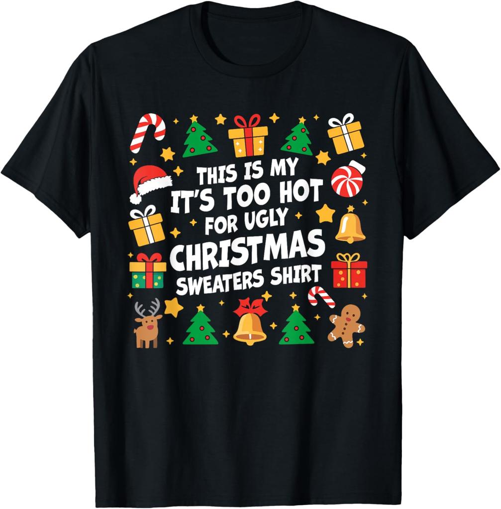 Merry Christmas Candy Cane Christmas Hat This Is My Christmas Funny Xmas PJs Unisex Unisex Gift Graphic Tshirts Fashion Allmatch