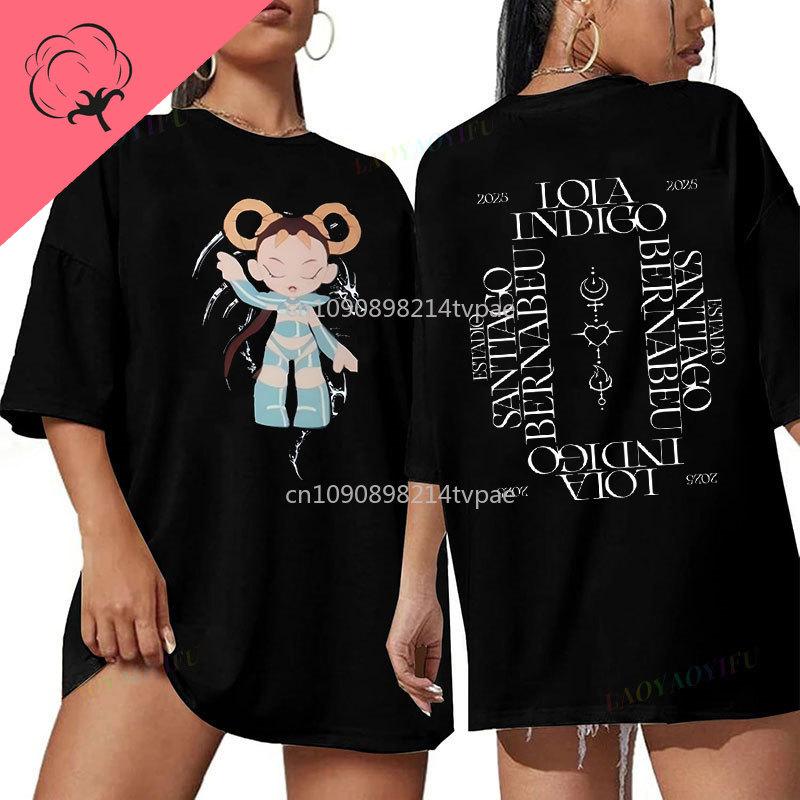 Lola Indigo Camiseta Two Side Printed World Tour T Shirt Camisa Fan Gifts Humor Spain Singer Cotton Oneck Fashion Top Clothes
