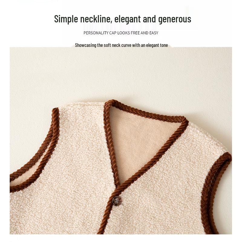Women's Plus Size Fleece-Lined Lambswool Vest - New Autumn/Winter 2025 Fashion