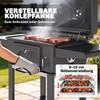 Holzkohlegrill BBQ Smoker mit Deckelthermometer Höhenverstellbare Kohleschale Grillrost Seitentisch Ascheschale