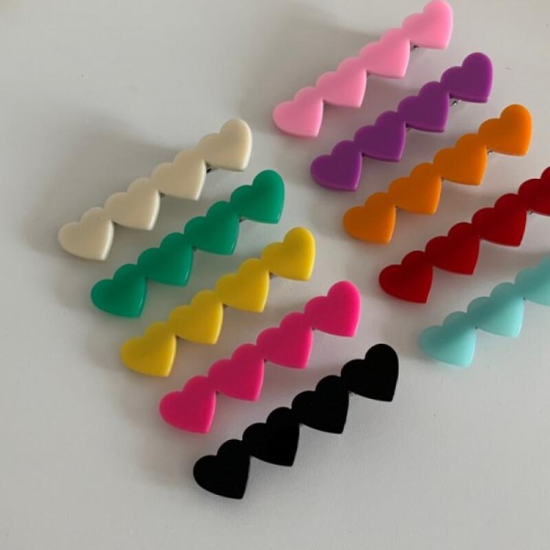 Heart Mini Pearl Vivid Acrylic Hairpin Daily A Green