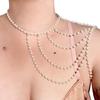 Elegant Women Shawl Jewelry Multi Layer Beaded Shoulder Chain Layered Necklace Banquet Dress Bridal Accessories