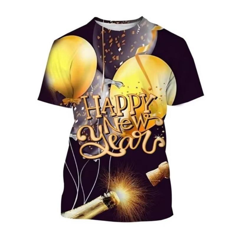 Šťastný nový rok 2025 3D tištěné tričko ležérní móda unikátní vzor tričko veselé Vánoce festival trendy populární tričko top