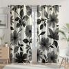Gray Floral Print Curtains Polyester Fabric Suitable Bedroom Living Room Decoration Made Of Machine Washable Window Treatment