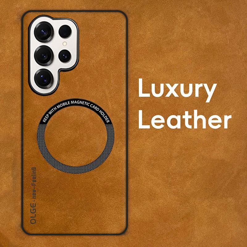 

Leather Phone Cases For Samsung S25 S24 S23 S22 S21 S20 Ultra Plus Edge FE Note 20 Ultra Shockproof For Magsafe Magnetic Cover S25
