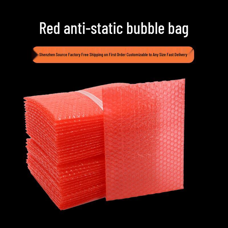 Red Double-sided Anti-static Bubble Bag for Electronics - Shockproof Packaging 6*8 CM Regular