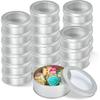 Metal Tin Cans, 20 Pack 6 Ounce Round Empty Containers, Metal Tins with Clear Lids for Kitchen Office Aromatherapy, Candles, Candy Storage