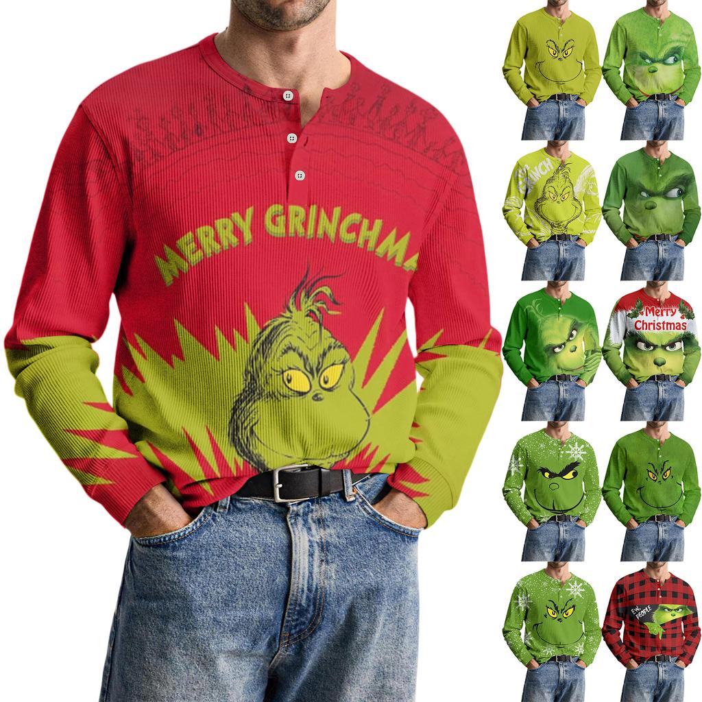 Men's Casual Knit Button-Up Long-Sleeve Shirt