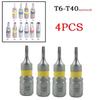 4Pcs 25mm T6-T40 Magnetic Torx Screwdriver Bits Set Electric Screwdriver Head T6/T8/T9/T10/T15/T20/T25/T27/T30/T35/T40 Hand Tool