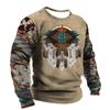 Vintage pánská mikina Kovbojské tričko s grafickým vzorem Etnický styl Potisk Svetr Oversized Muži Oblečení Neformální Top