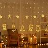 LED Curtain Icicle Christmas Lights - Creative Elk & Bells String Lights for Holiday Decor