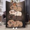1pc Capybara Print Blanket Suitable for Bed, Sofa, Office, Camping & Travel - Soft Flannel Plush Throw with Capybara, Lightweight Warm Bedspread for &